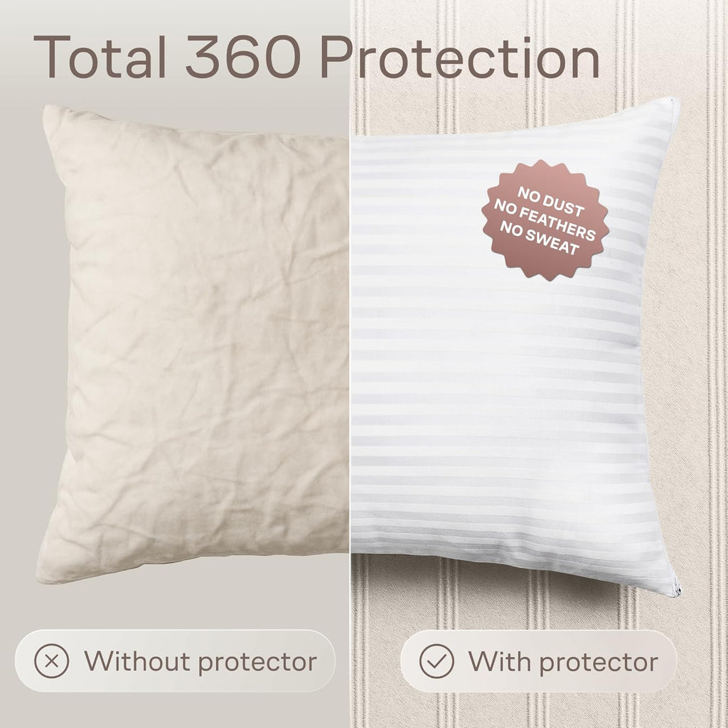 Regine Switzerland Set of 4 Pillow Protectors - Zippered, Stain & Dust Resistant, Standard Size