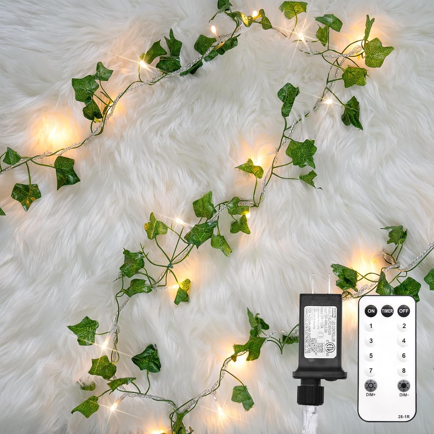 Suddus Ivy String Lights - 33ft 100 LED Fairy Lights with Remote for Bedroom, Garden & Party Decor | Warm White