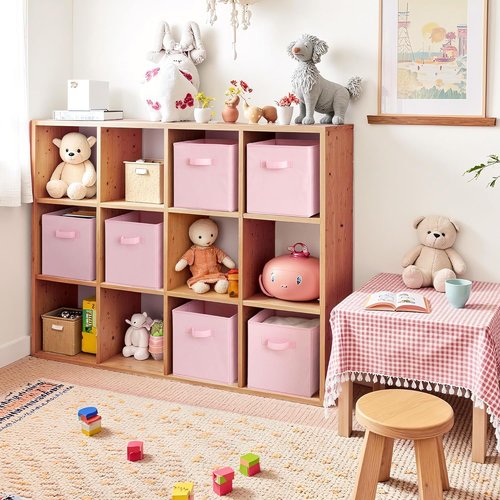 Cupic Cupid Storage Cubes - 11x11 Open Bins with Handles | 6-Pack Collapsible Organizer for Clothes & Toys - Pink