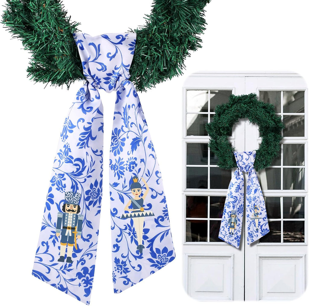 VitalCozy Nutcracker Wreath Sash - Elegant Satin Ribbon for Monogrammed Holiday Decor | Indoor/Outdoor Use