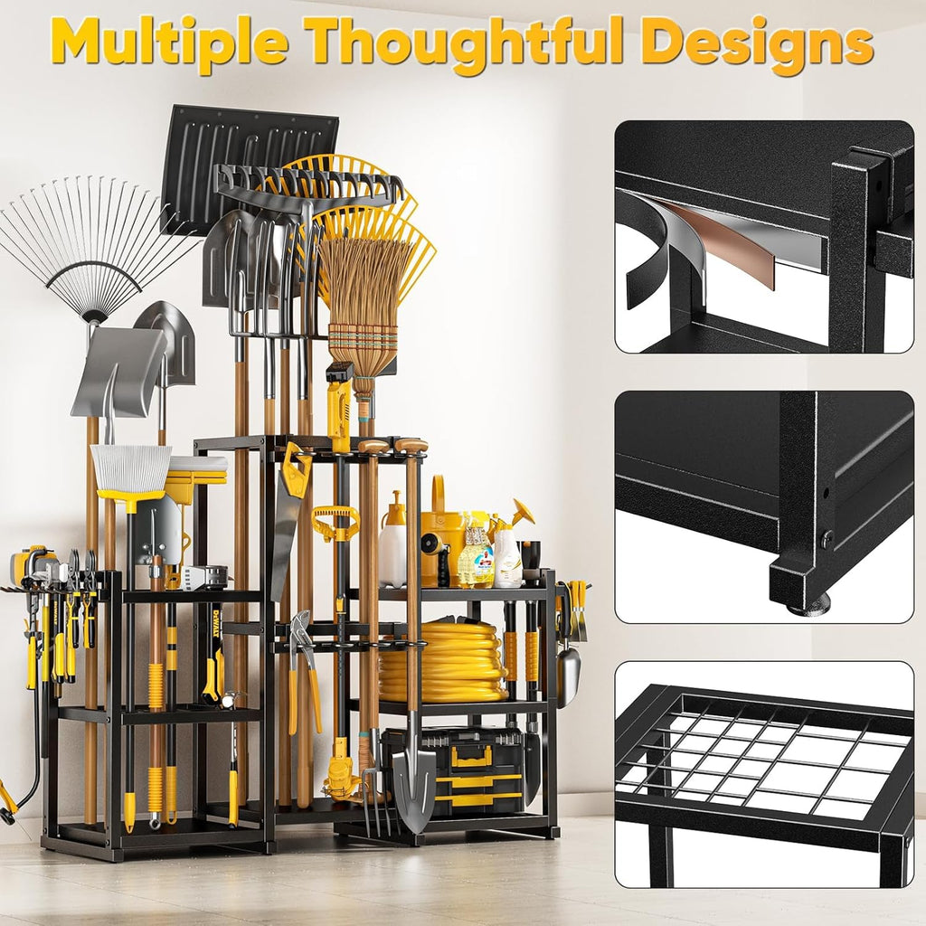 POKIPO Heavy-Duty Garden Tool Organizer - Holds 86 Tools | 42" H Freestanding Storage Rack for Garage & Shed