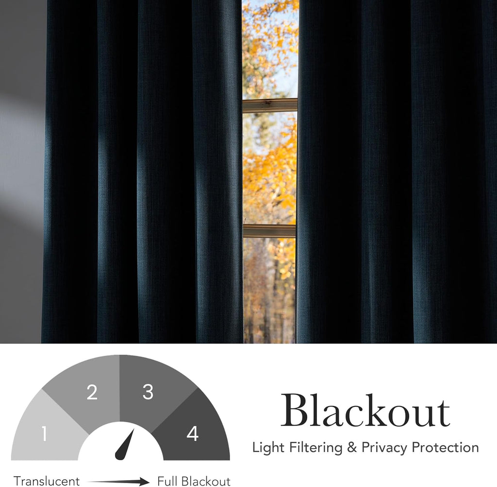 NICETOWN Short Faux Linen Blackout Curtains - Stone Blue Privacy Panels for Kitchen | 63 Inches, 2 Panels