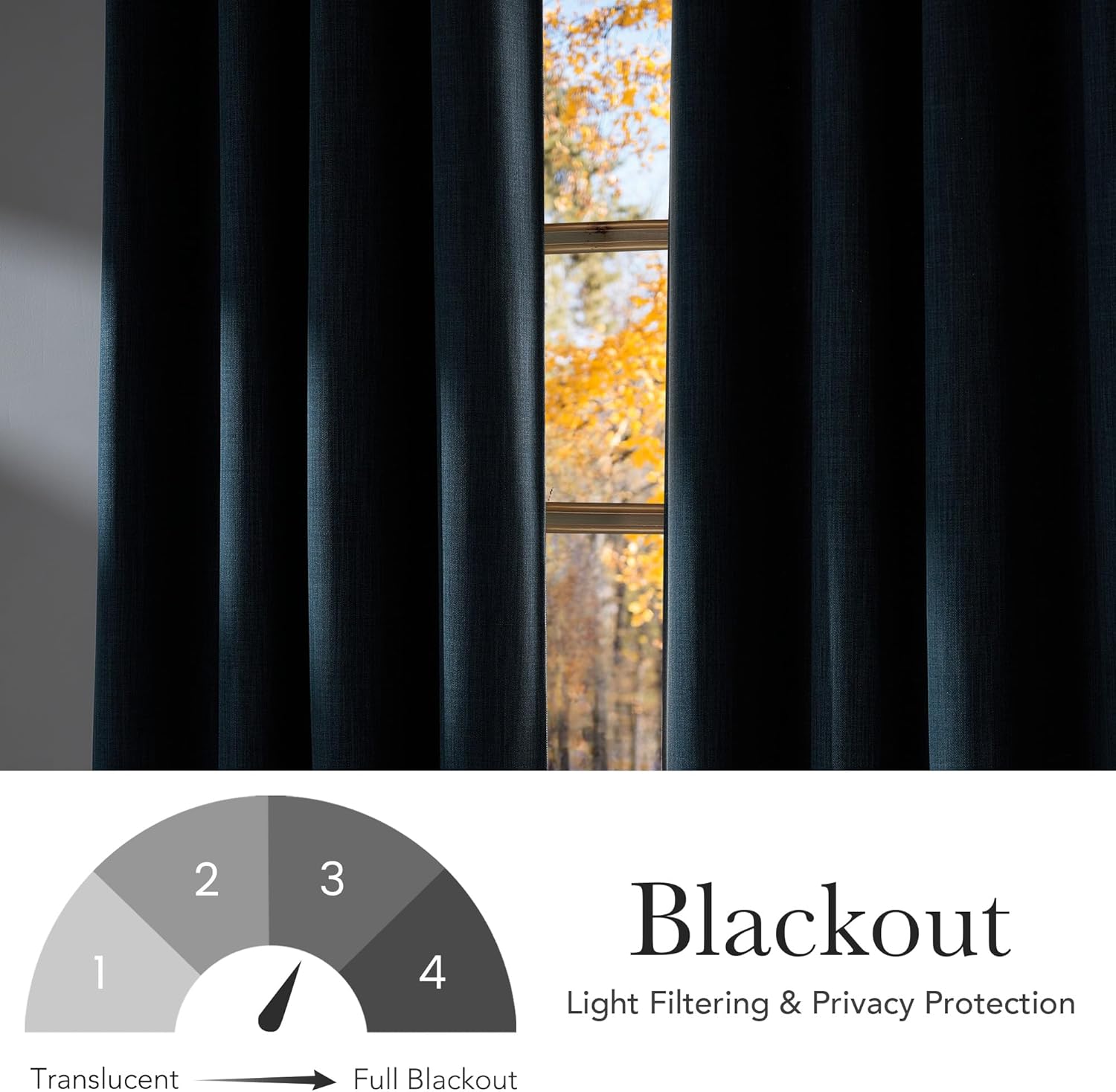 NICETOWN Short Faux Linen Blackout Curtains - Stone Blue Privacy Panels for Kitchen | 63 Inches, 2 Panels