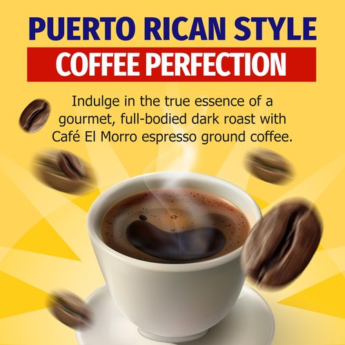 Premium Ground Coffee, Café El Morro, 250g (8.81 oz), Pack of 12, Gourmet Dark Roast Espresso Coffee, Vacuum Pack, Experience the Rich Taste of Puerto Rican Style Espresso