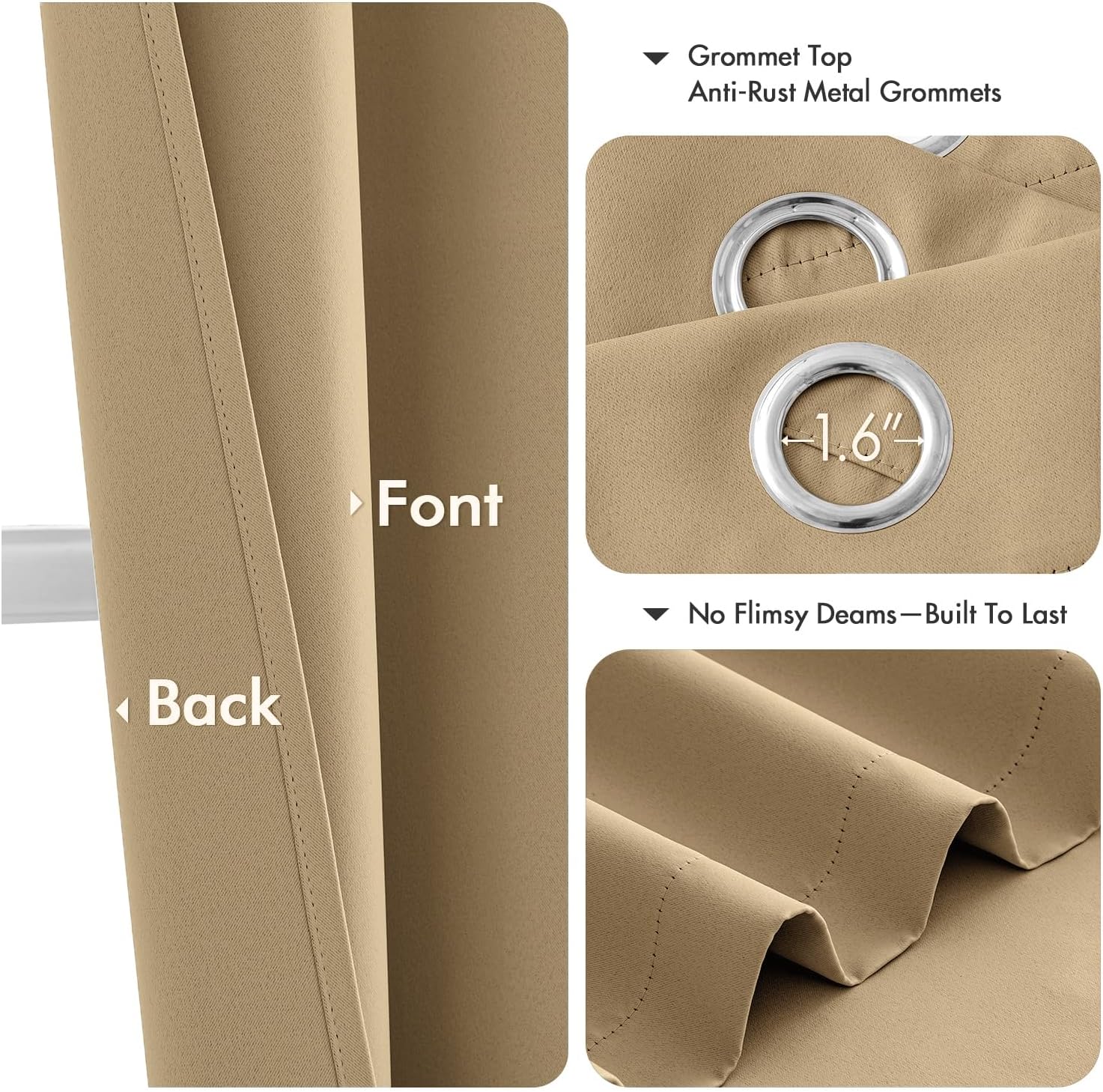 MIULEE Taupe Brown Blackout Curtains - Thermal Insulated Room Darkening Drapes | 84 Inch, 2 Panels