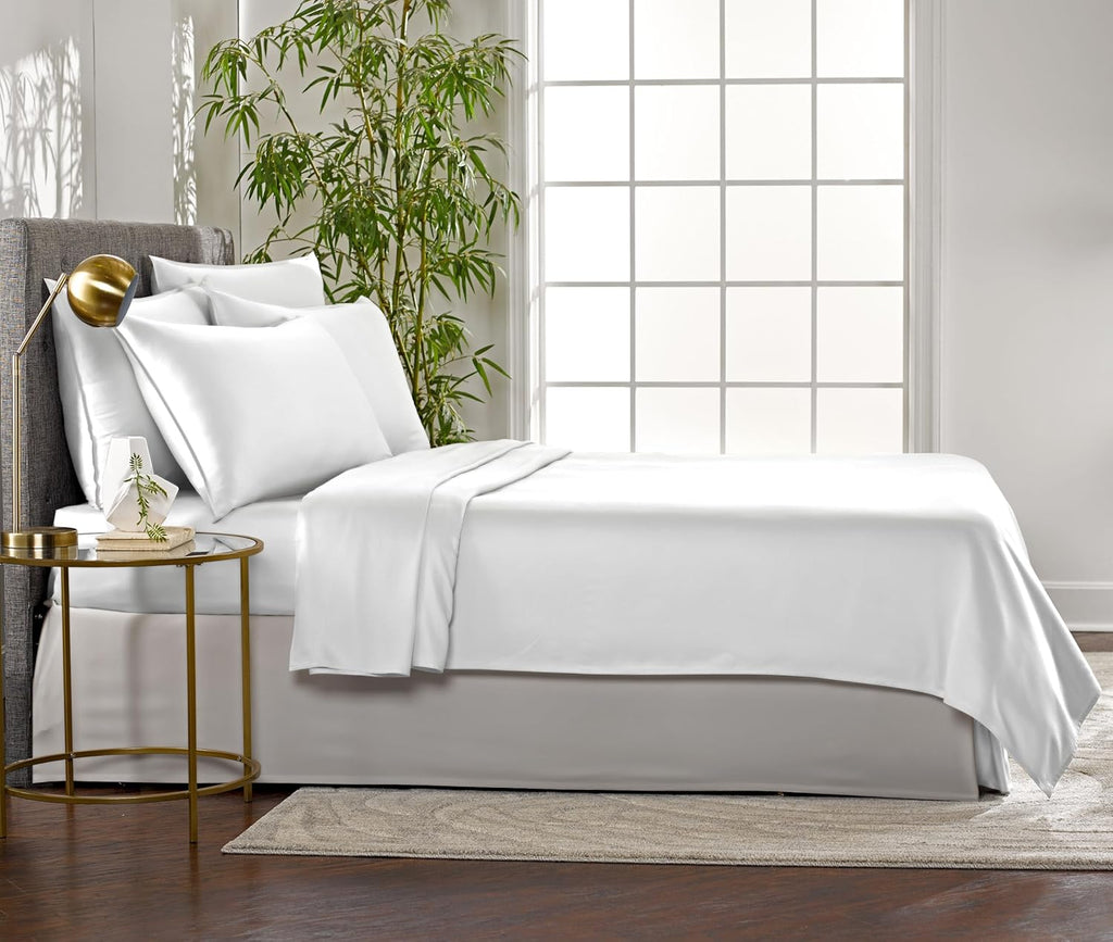 Pure Bamboo King Sheets - 100% Organic Viscose Bed Sheet Set, Soft & Cooling | 2-Year Quality Promise (White)