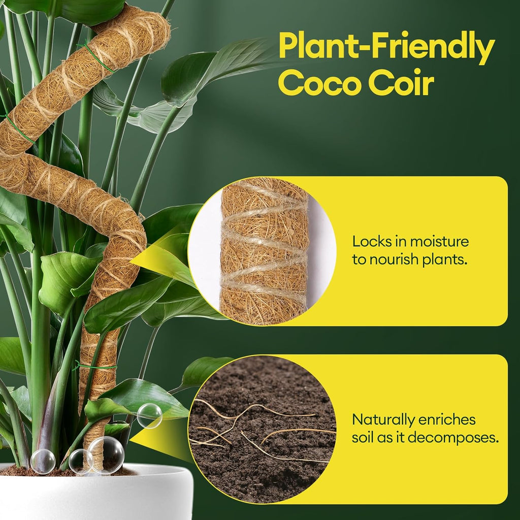 Maygrove 48” Bendable Moss Pole - 3-Pack Plant Support for Monstera & Climbing Indoor Plants