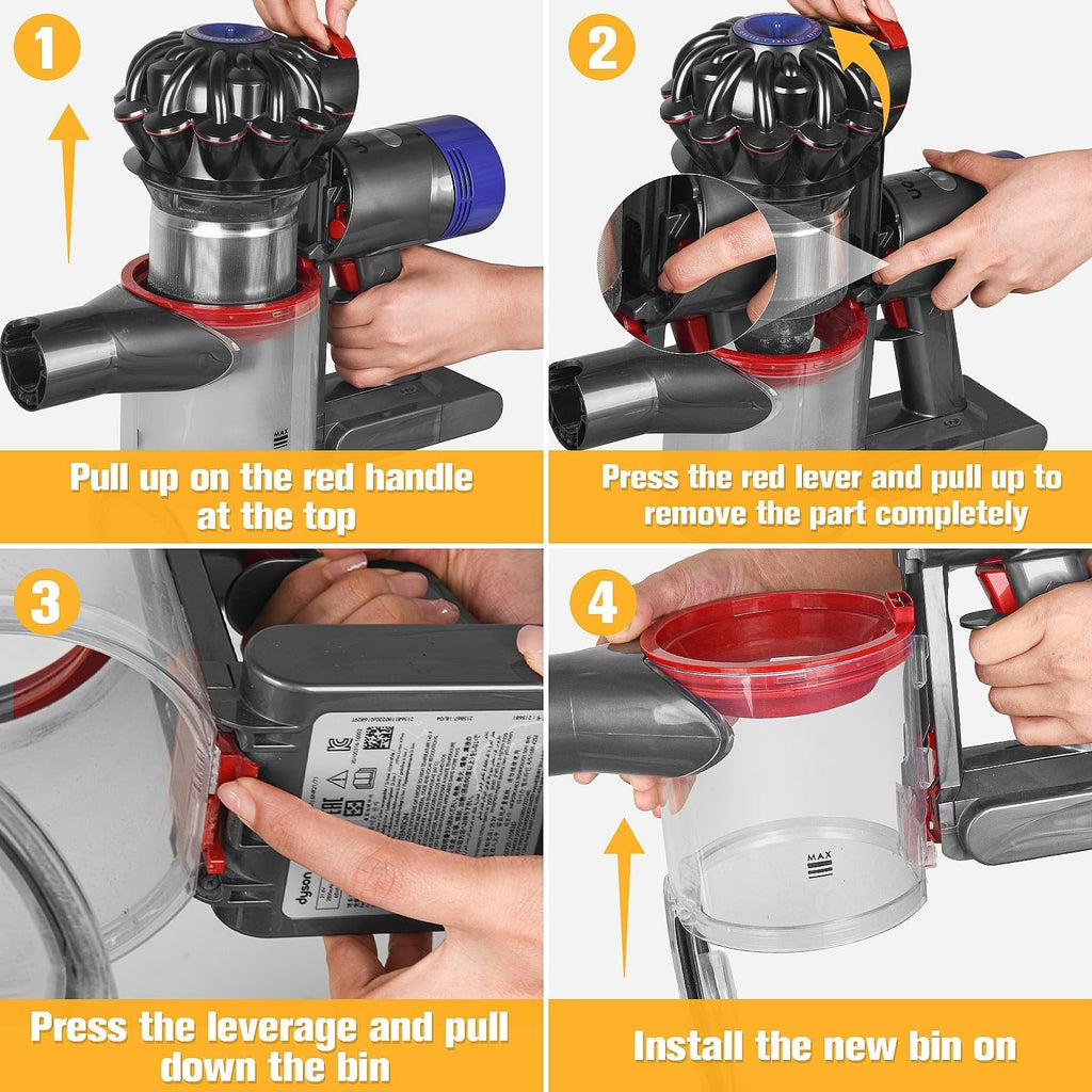RUKHOOL V8 Replacement Dust Bin for Dyson V7 V8 SV10 SV11 Parts Vacuum Canister Replacement for Dyson V8 Attachments Dust Bucket Container Trash Can Dirt Cup Dustbin Part No.967699-01