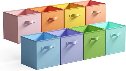 Granny Says 13-Inch Cube Storage Bins - Colorful Fabric Organizers for Kids' Rooms | 8-Pack