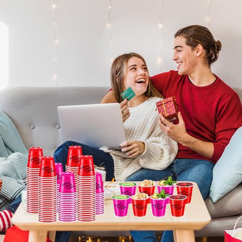 cssopenss 120 PCS 2 oz Pink And Red Shot Glasses Valentines Day Shot Glasses red pink Shot Cups for Party Wedding Birthday Family Gatherings & Games and Festive Celebrations