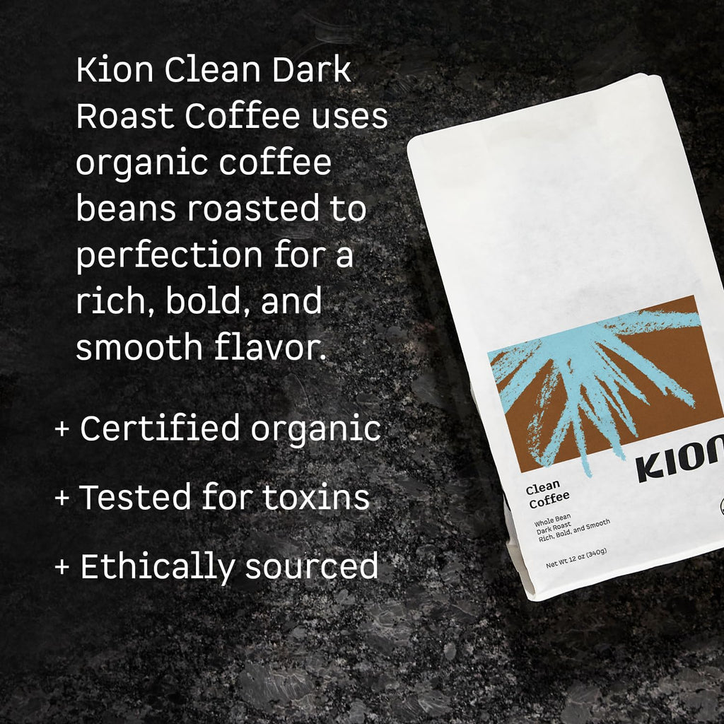Kion Organic Coffee | Tested for Toxins | Roasted to Maximize Health and Taste | Whole Bean Dark Roast 12 Oz (3 Pack)