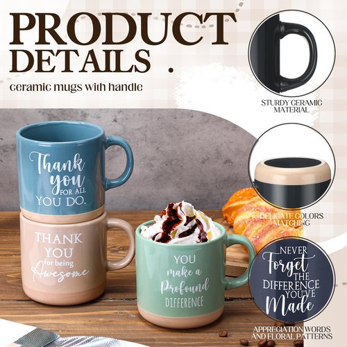 Didaey 10 Pcs Thank You Mugs Bulk Appreciation Gifts for Employee Coworkers Staff Teachers Motivational Ceramic Coffee Mugs Thank You Farewell Going Away Gifts for Coworkers(Classic)