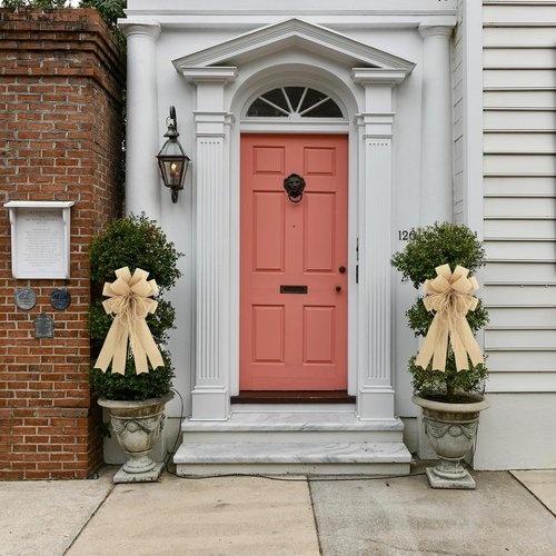 Large Brown Burlap Easter Wreath Bow - Spring Decorative Bow with String | 11.42 x 20.87 Inch