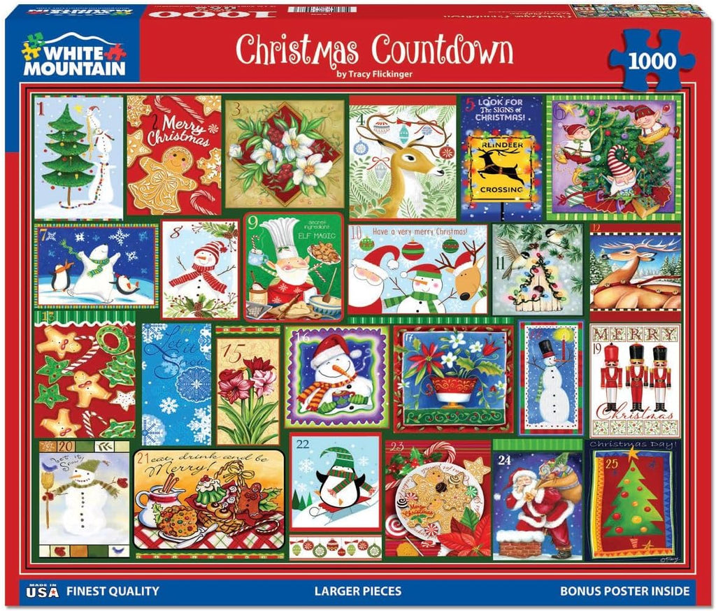 White Mountain 1000 Piece Jigsaw Puzzle - Winter Holiday Design for Adults & Teens | 24"x30" Large Pieces