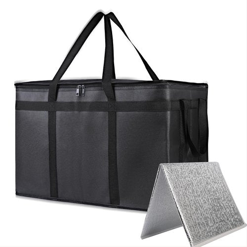 Bodaon Insulated Food Delivery Bag With Hard Bottom, XXXL Pizza Cooler Bags, Rideshare Delivery Bag, Grocery Shopping and Catering Thermal Cold/Hot Styrofoam Carrier for Travel/Car