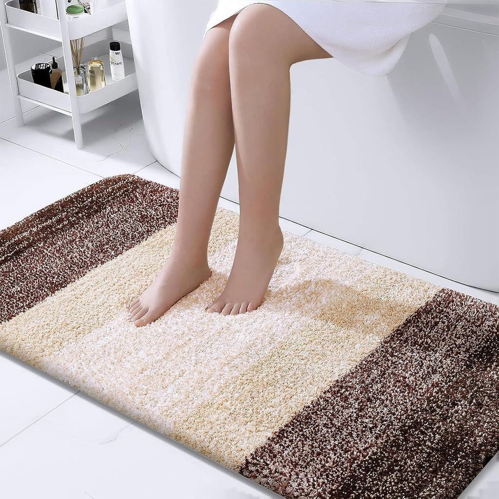OLANLY Bathroom Runner Rug - Extra Soft Microfiber Mat 44x24 | Quick Dry, Washable, Rubber Backing, Brown
