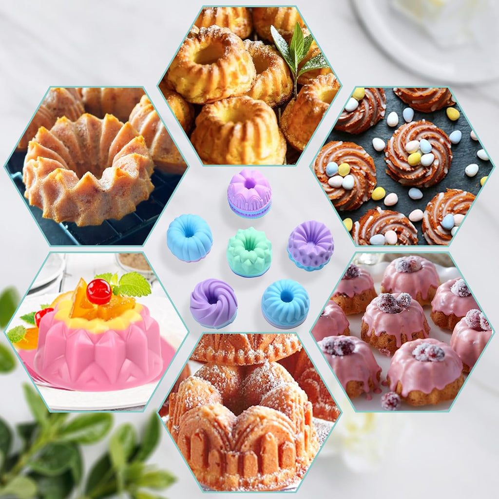 Skiennix 24-Pack Silicone Donut Molds - Nonstick 3-Inch Baking Cups | Oven, Microwave & Dishwasher Safe