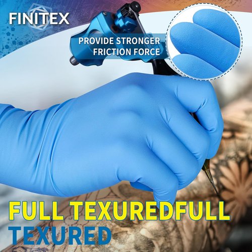 FINITEX Disposable Blue Nitrile Gloves - 6mil Heavy Duty, Latex-Free, 100PCS | Food Safe & Powder-Free