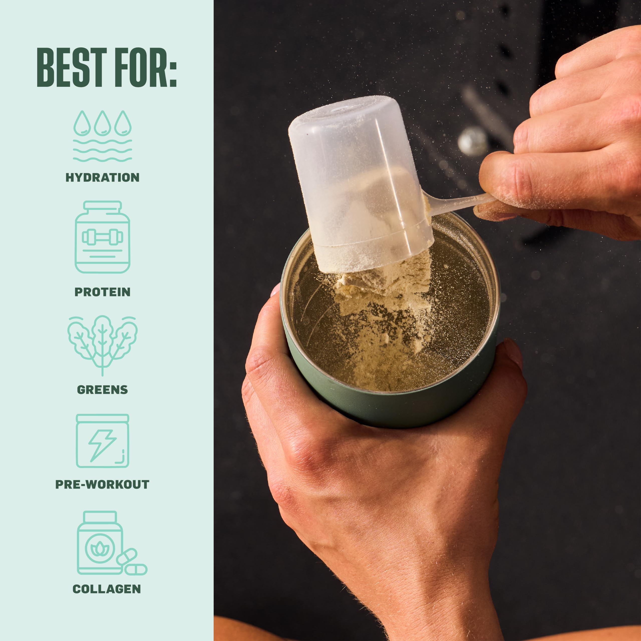 BlenderBottle 2-in-1 Insulated Stainless Steel Shaker Tumbler, Swig Leakproof Lid, Straw, BlenderBall, BPA Free, For Protein Shakes, Smoothies, And Pre Workout, 24 oz, Green (Seaglass)