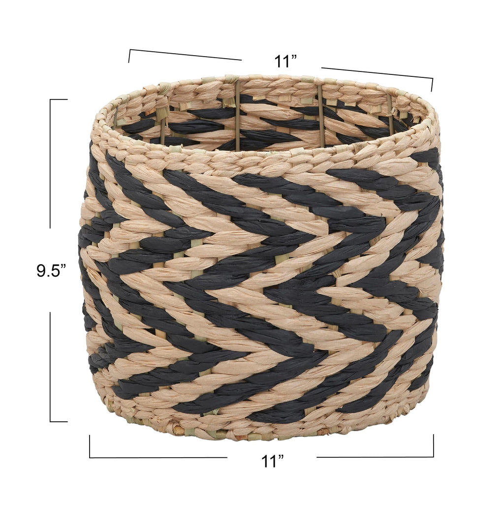 Household Essentials Cattail and Paper Zee Basket, Natural and Black