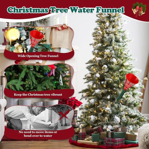 IPOOLTENG Christmas Tree Watering Funnel 3 Tube 1 Funnels 40 Inch - 3 Section Plastic Christmas Tree Funnel Waterer, Long Funnels for Watering Trees, Best Gifts for Your Parents to Water Tree