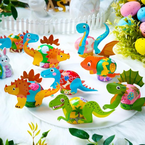 JOYIN 37 PCS Dinosaur Easter Egg Dye Kit - Fun Coloring Set with Dye Tablets & Stickers for Creative Egg Hunts
