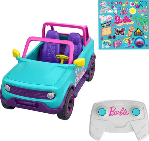 Hot Wheels Barbie RC SUV - Holds 2 Barbie Dolls & Accessories | Customizable Stickers Included