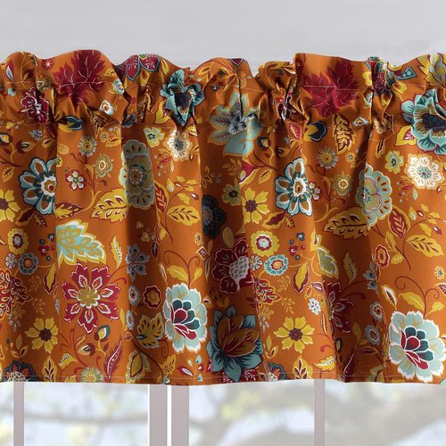 Greenland Home Astoria Semi-Sheer Window Valance – Decorative Treatment for Living Room, Bedroom, or Kitchen, 84 W x 19 L, Spice