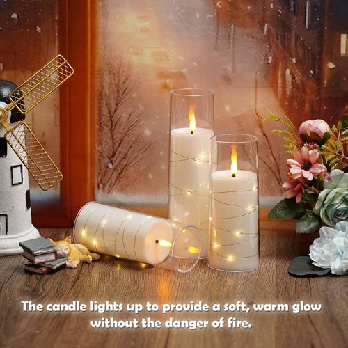 Kakoya Flameless LED Candles - 5-Piece Set with Timer for Romantic Ambiance | White Acrylic Shell