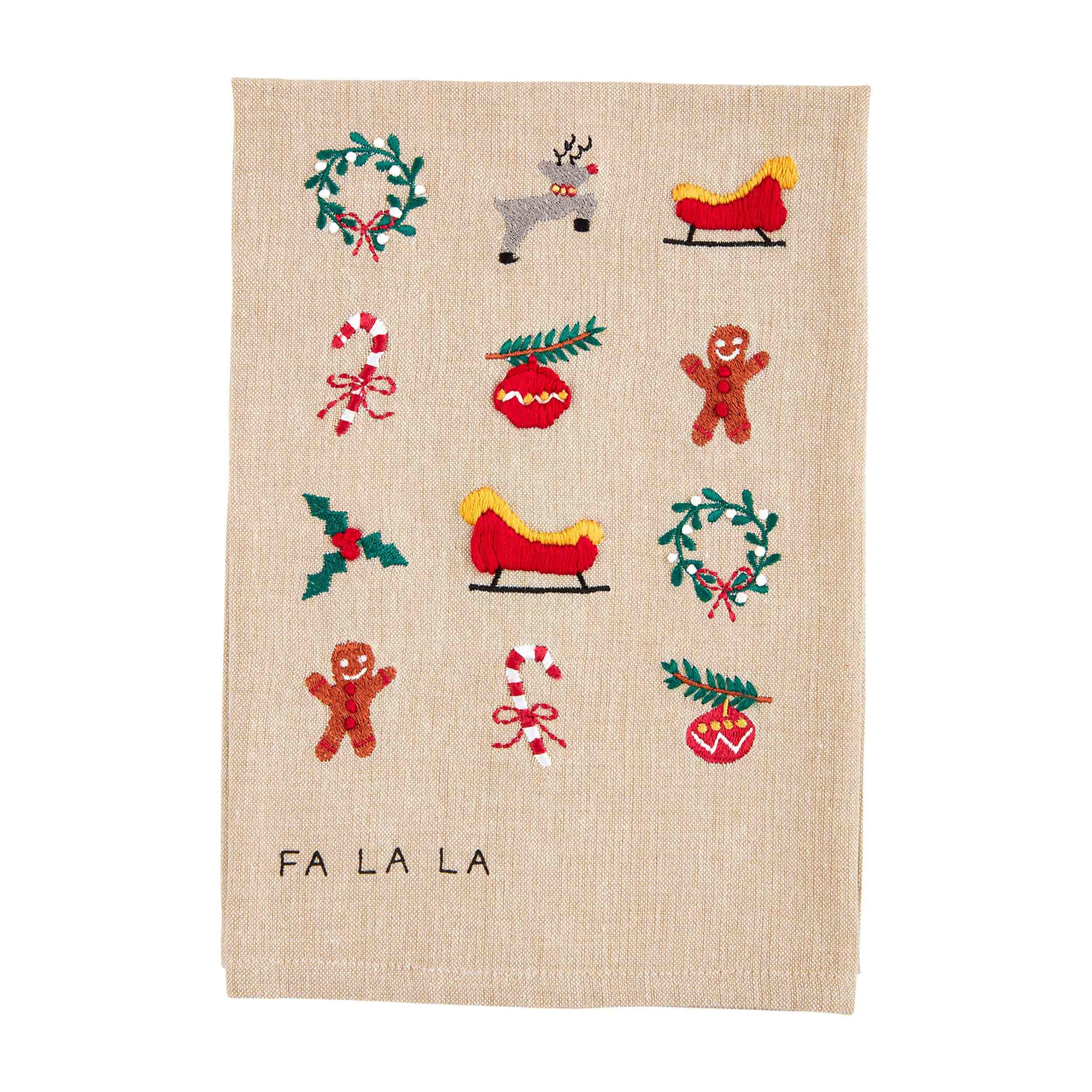 Mud Pie Embrioiderd Christmas Towel, Icons, 14" x 21"