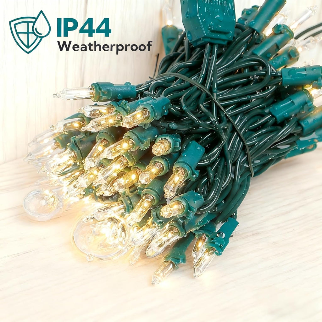 White Christmas Lights - 100 Count Clear Mini Incandescent String Lights for Holiday Decor | 23 Feet