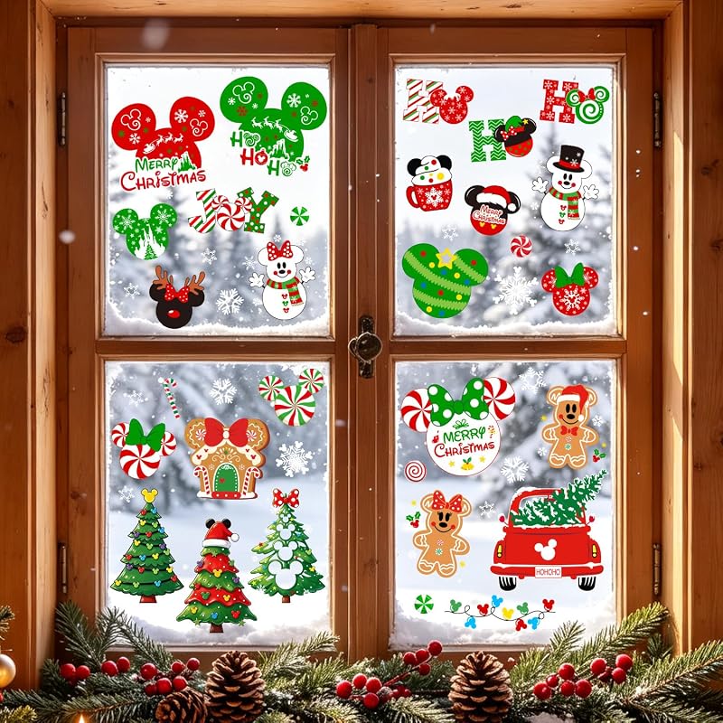 Christmas Window Clings, 7 Sheets – Static Decals for Glass Surfaces (14.17 x 11.02 in each)
