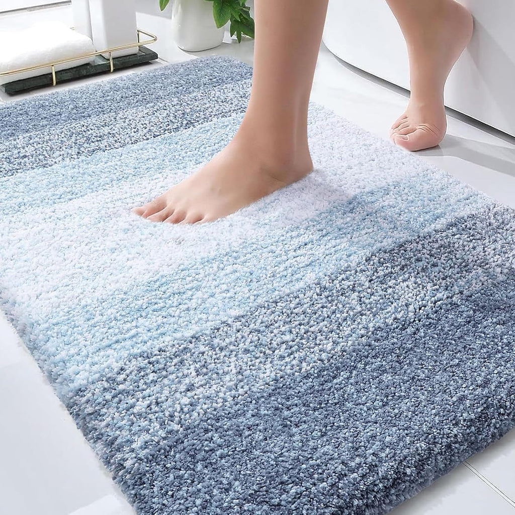 OLANLY Bathroom Rug Mat - Extra Soft Microfiber Bath Mat | Non-Slip Plush Shaggy Design, 30x20, Blue