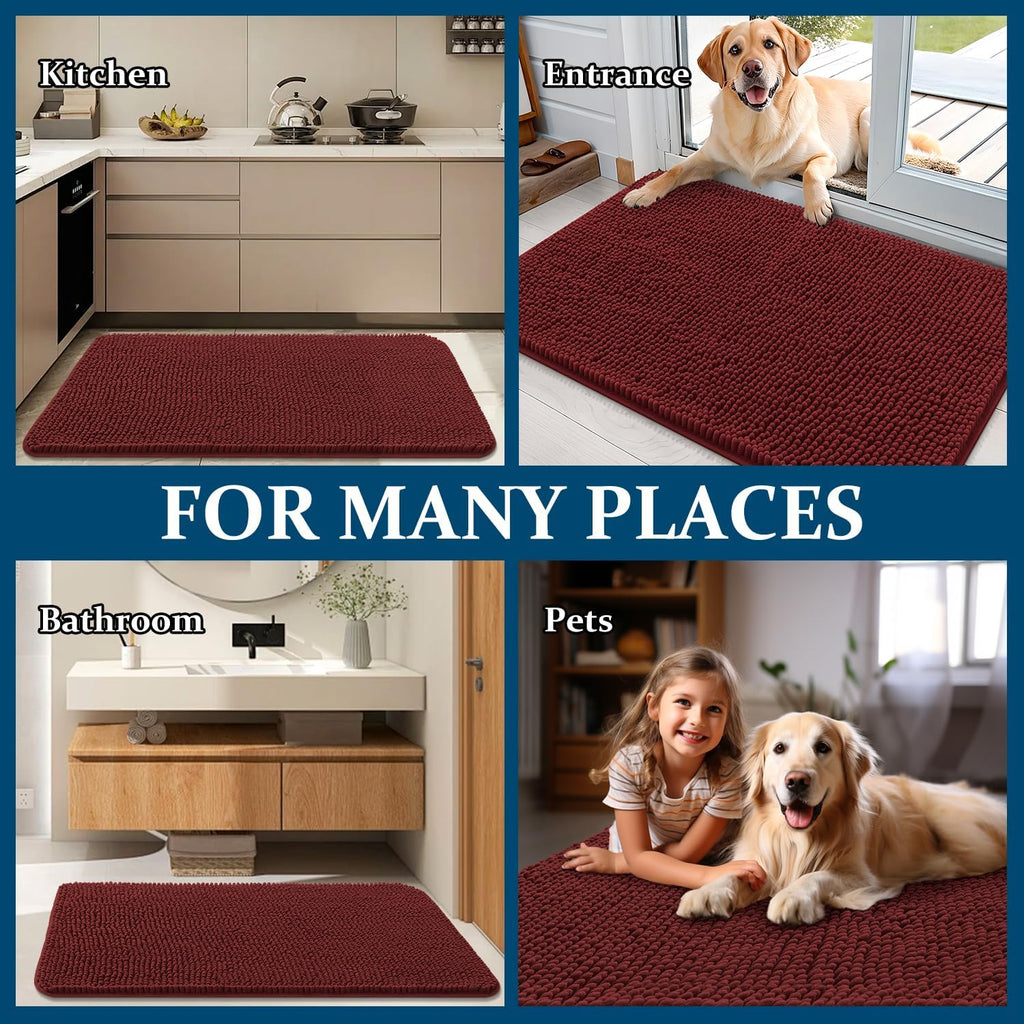 OLANLY Dog Door Mat - Absorbent Non-Slip Washable Doormat for Muddy Paws | 70x32, Caramel Russet