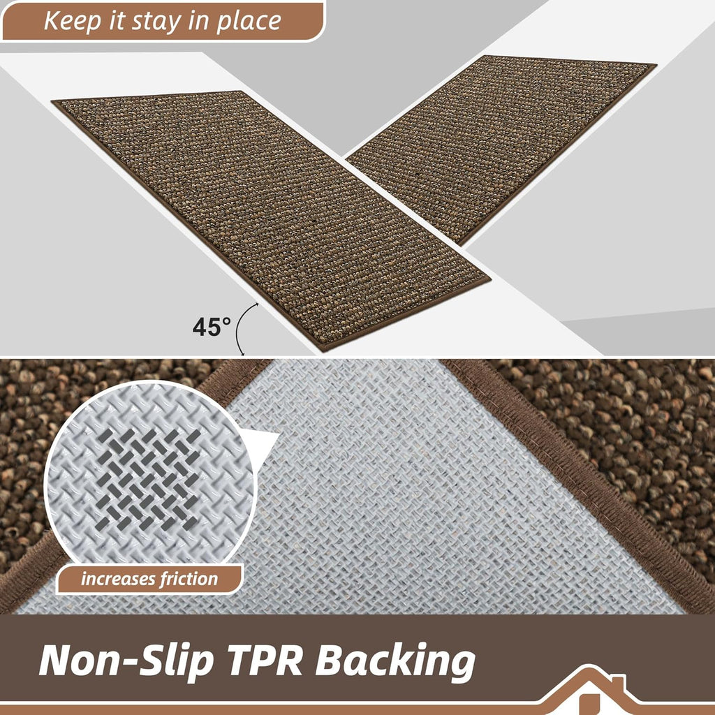 BEQHAUSE Dirt Trapper Door Mat - Non-Slip, Washable, Absorbent Entrance Mat | 24" x 60", Brown