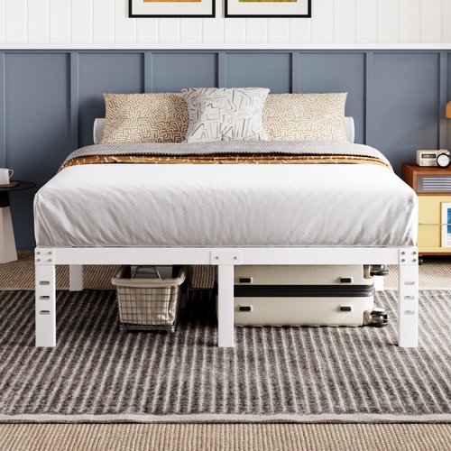 Avenco Metal Platform Bed Frame King Size 16 Inch – Noise Free Quiet Design, Heavy Duty Steel Support, Under Bed Storage, Easy Assembly, No Box Spring Needed