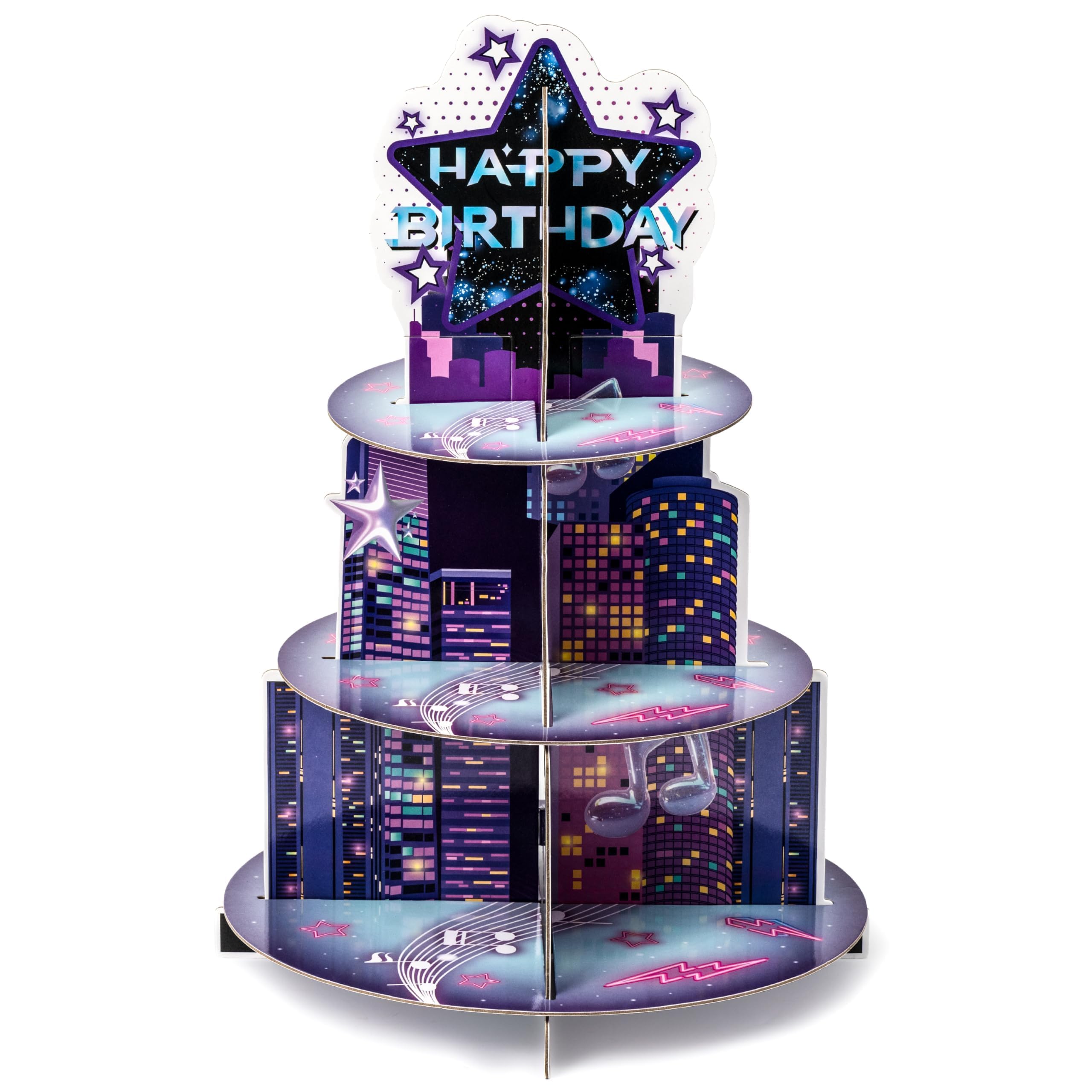 Salovio Singer Cupcake Stand Party Supplies - 3 Tier Korean Pop Singer Happy Birthday Party Cupcake Tower Table Decorations Musical Fan Theme Dessert Tray Holder Cake Stands for Girls Womens Teens