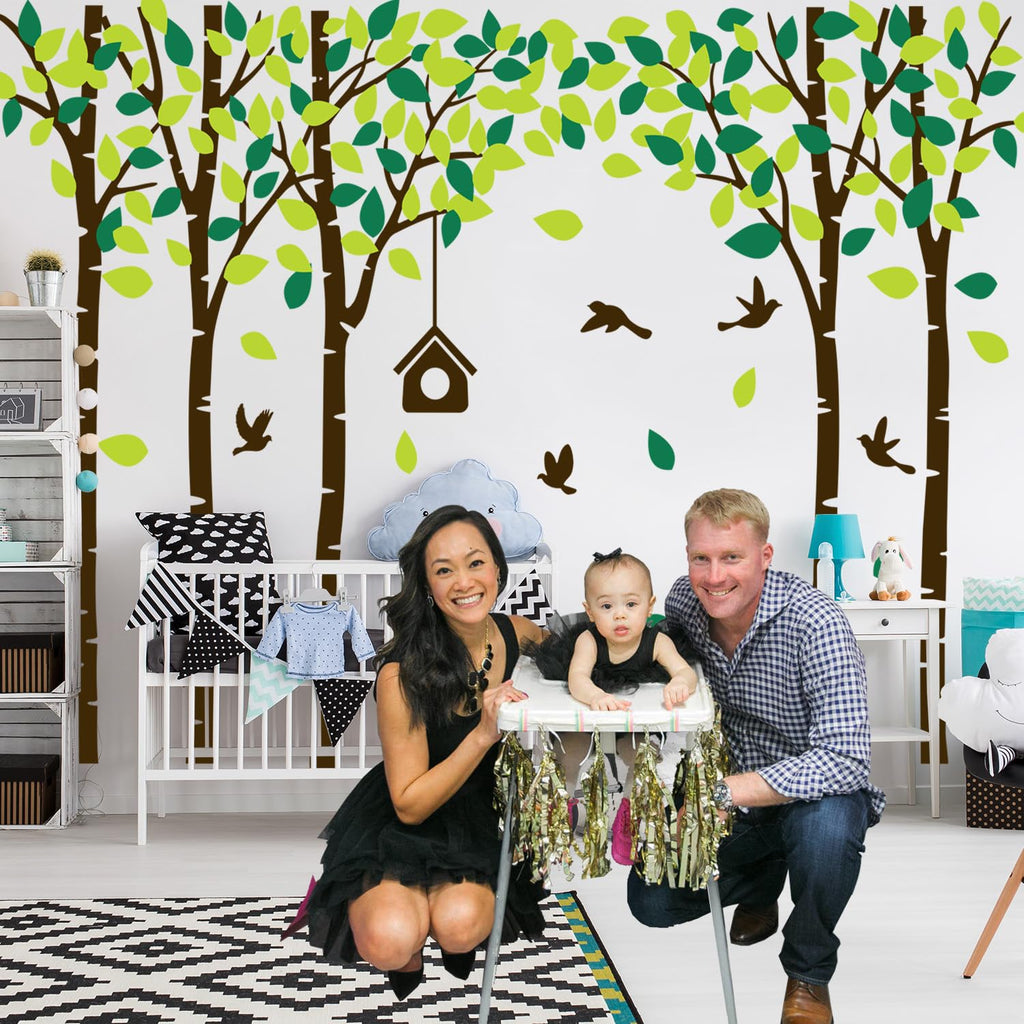 Giant Jungle Tree Wall Decals Birch Tree Wall Decals Forest Wall Stickers for Kids Room Bedroom Living Room Nursery Removable Vinyl Sticker Mural Art Decoration (Brown)