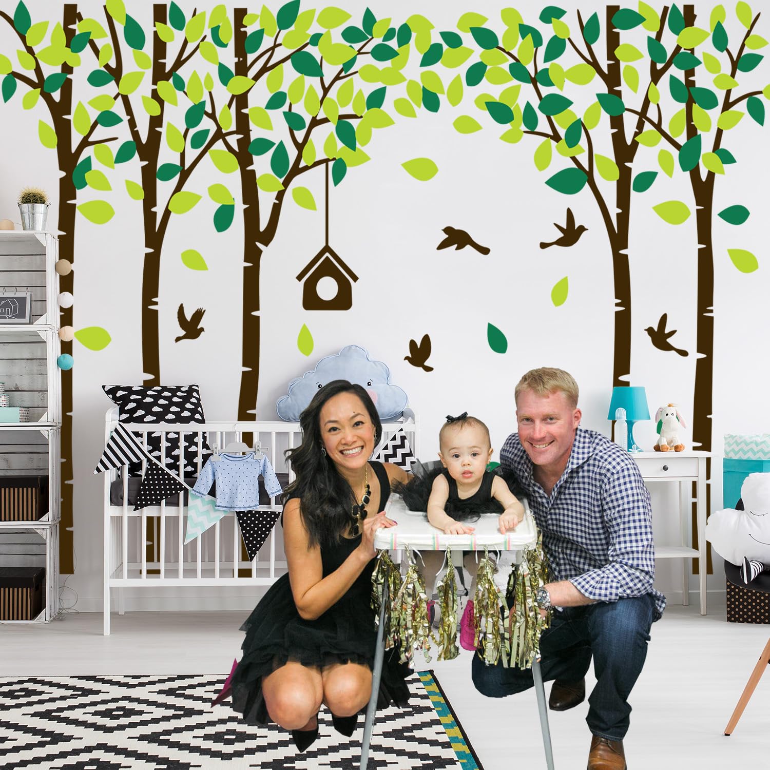 Giant Jungle Tree Wall Decals Birch Tree Wall Decals Forest Wall Stickers for Kids Room Bedroom Living Room Nursery Removable Vinyl Sticker Mural Art Decoration (Brown)