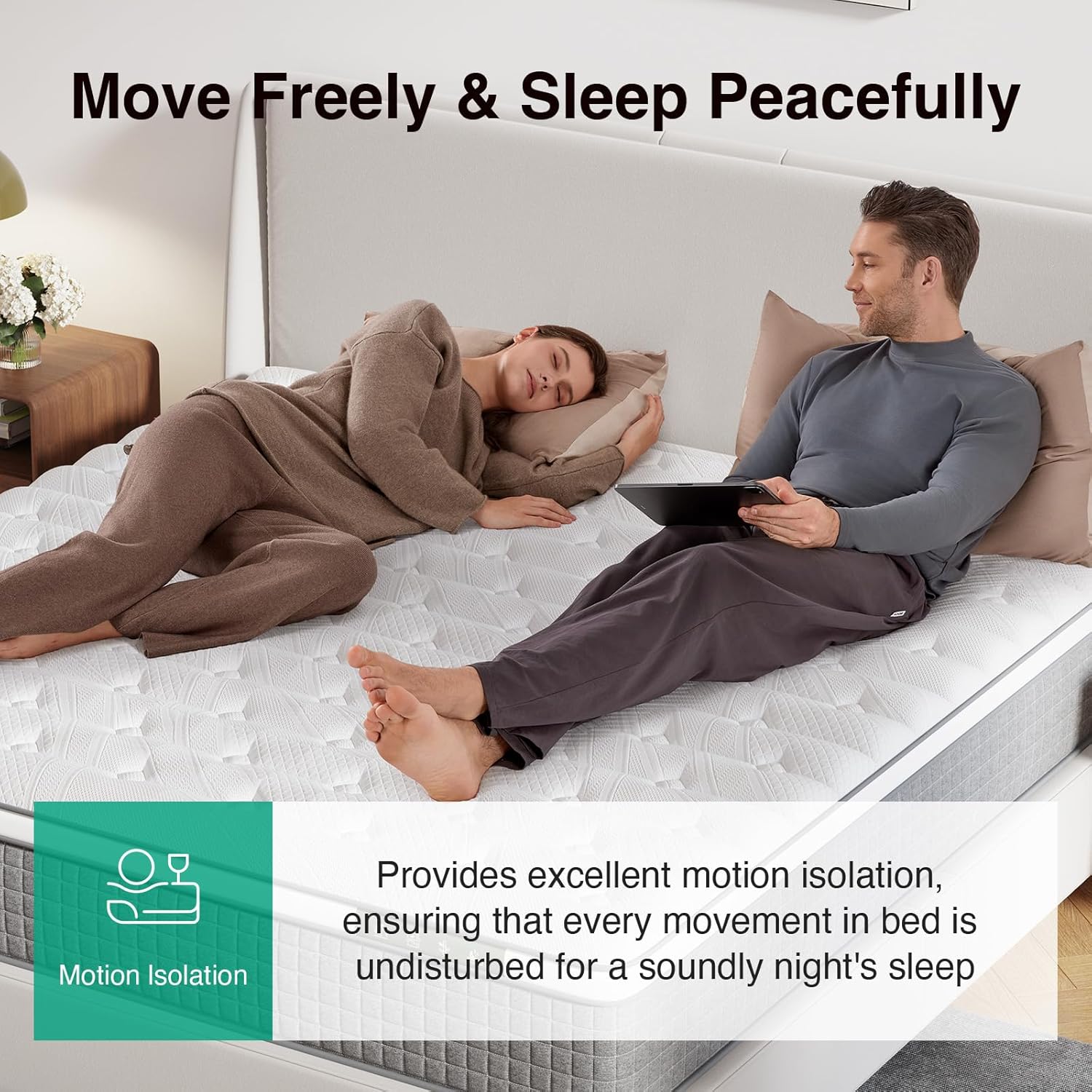 Novilla King Size Mattress - 10 Inch Hybrid Design with Gel Memory Foam & Cool-Touch Cover for Deep Sleep