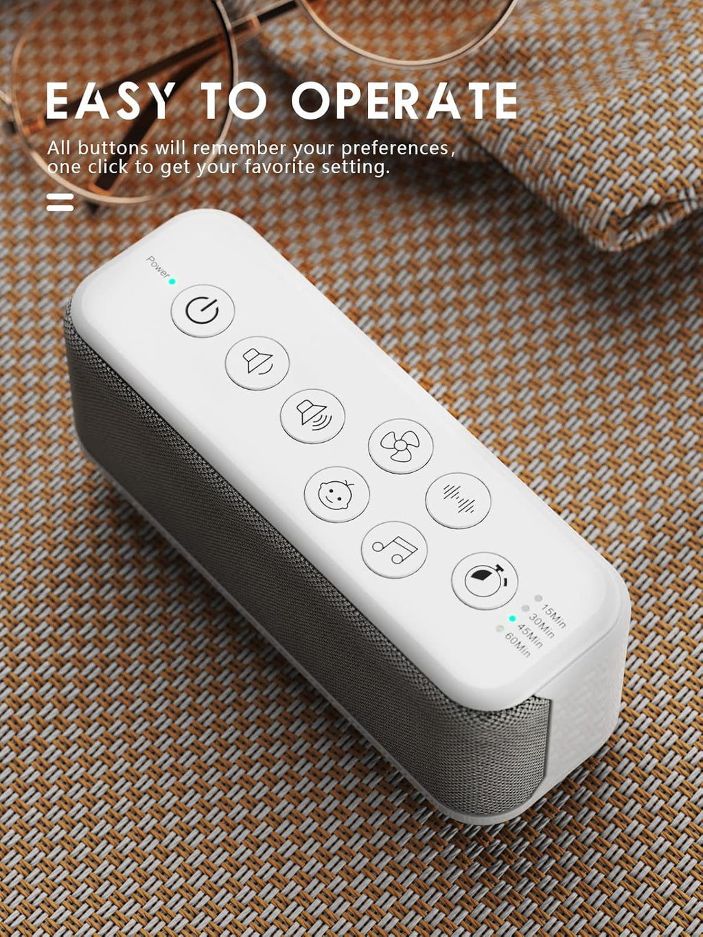 OnLyee White Noise Machine - USB Rechargeable Sound Therapy Device with 42 Soothing Sounds | Ideal for Sleep & Focus