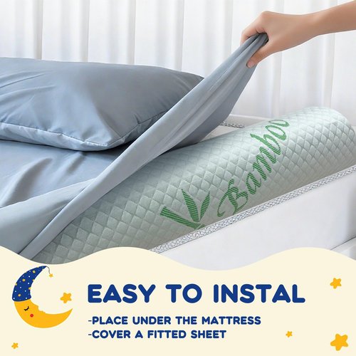 LVYSHOW Waterproof Bed Bumper for Toddler, Soft Baby Foam Rail for Full, Queen, Twin, King Size Bed, Green, 1 Pack