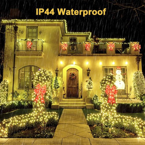 JMEXSUSS 360 LED Christmas Net Lights - Waterproof Connectable 12ft x 5ft Warm White Mesh Lights for Outdoor Bushes