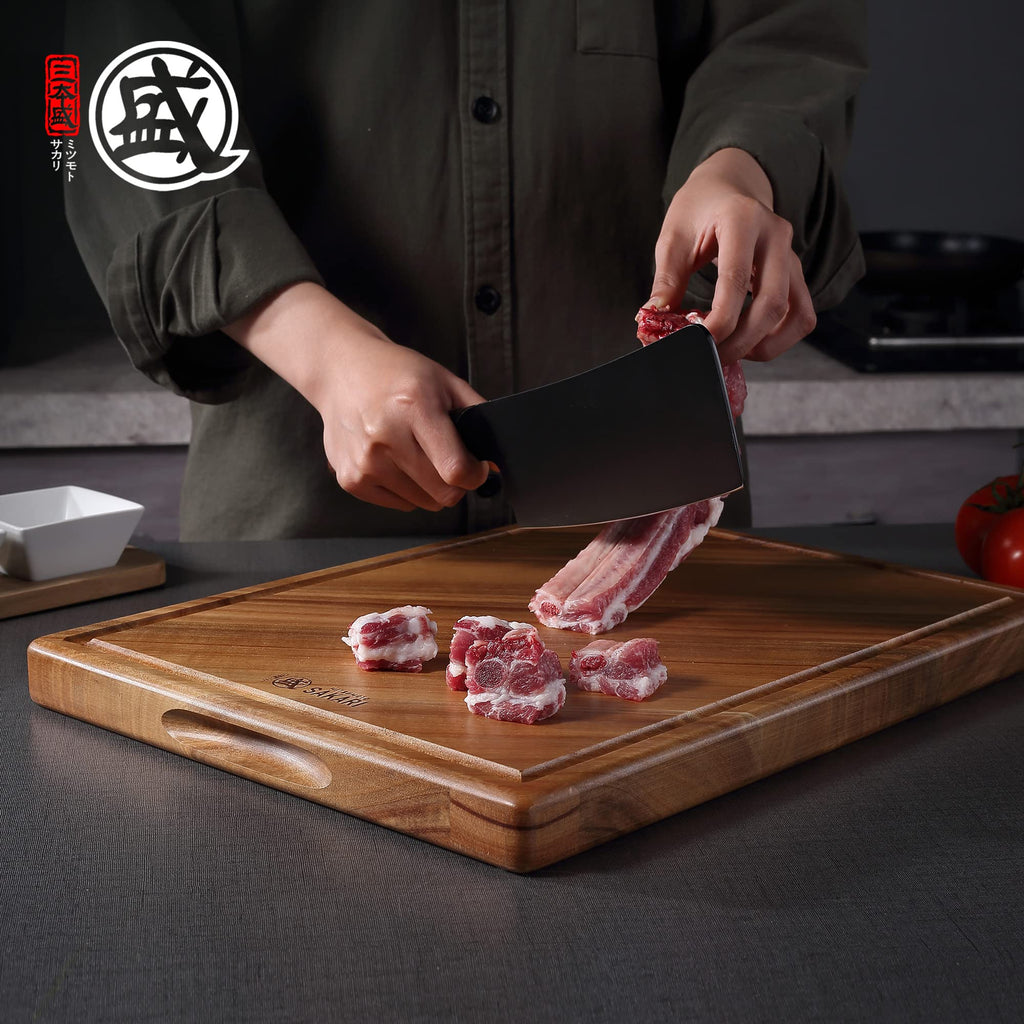 MITSUMOTO SAKARI 16 x 11 in Acacia Wood Cutting Board with Juice Groove