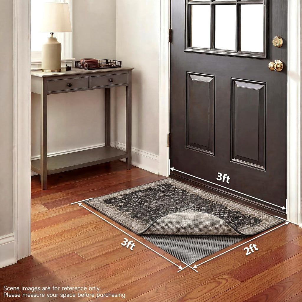 Veken Rug Pad Gripper - Non-Slip Dark Grey Mat for Hardwood & Tile Floors | 2x3 Ft Thickness