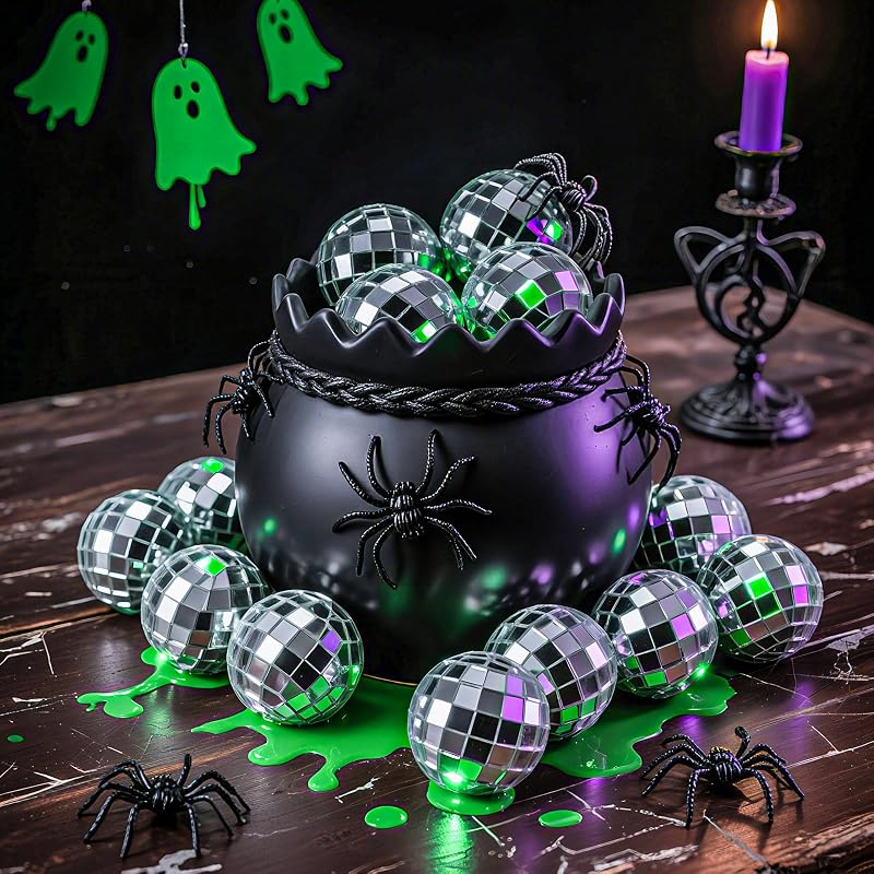MTLEE 20 Pcs Disco Ball Decorations – Assorted Sizes with Hooks & Threads (Silver, 1.2-2.4 Inch)
