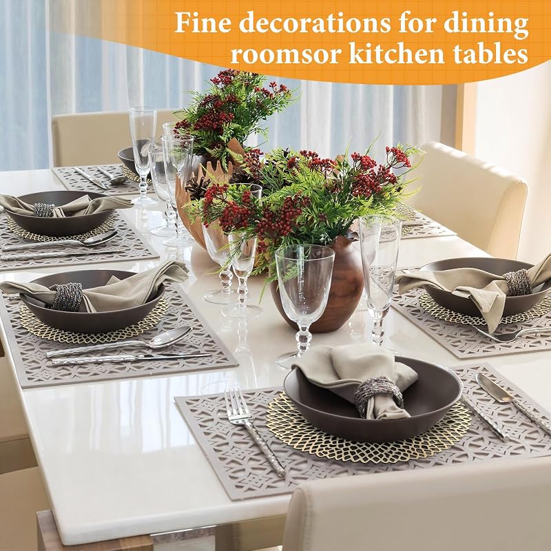Gold Round Placemats 15 Inch Set of 48 - Non-Slip Vinyl Chargers for Christmas Dinner