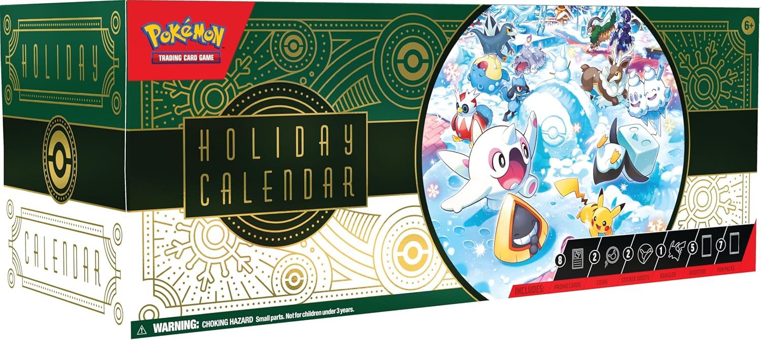 Pokémon TCG Holiday Calendar - 8 Foil Promo Cards & 5 Booster Packs Included