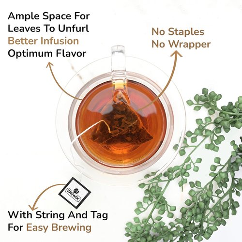 BREWIX Earl Grey Tea Bags - Long Leaf Indian Black Tea with Bergamot | 22 Pyramid Bags in Resealable Pouch