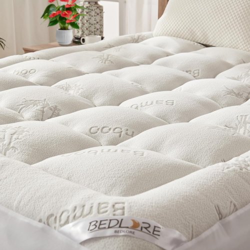 BEDLORE California King Mattress Topper - Soft Viscose Bamboo Pillow Top for Back Pain Relief | Fits 6-18 Inch Mattresses